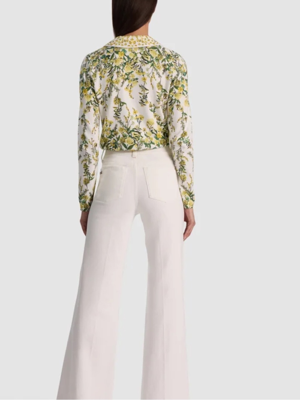 Alice + Olivia CARSON PRINTED CARDIGAN Fresh Air Butter Yellow Floral - Picture 3 of 11